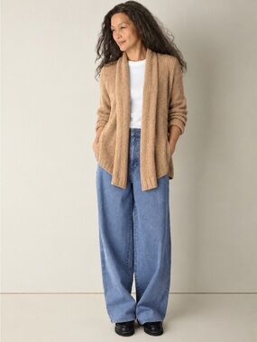 Eileen Fisher Limited Edition Honey Cocoon Cardigan Merino Cashmere Silk